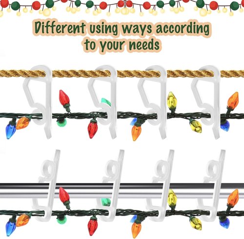 Geegoods Christmas Light Clips - 120 Pcs Weatherproof Outdoor Gutter Hooks for Holiday Decor