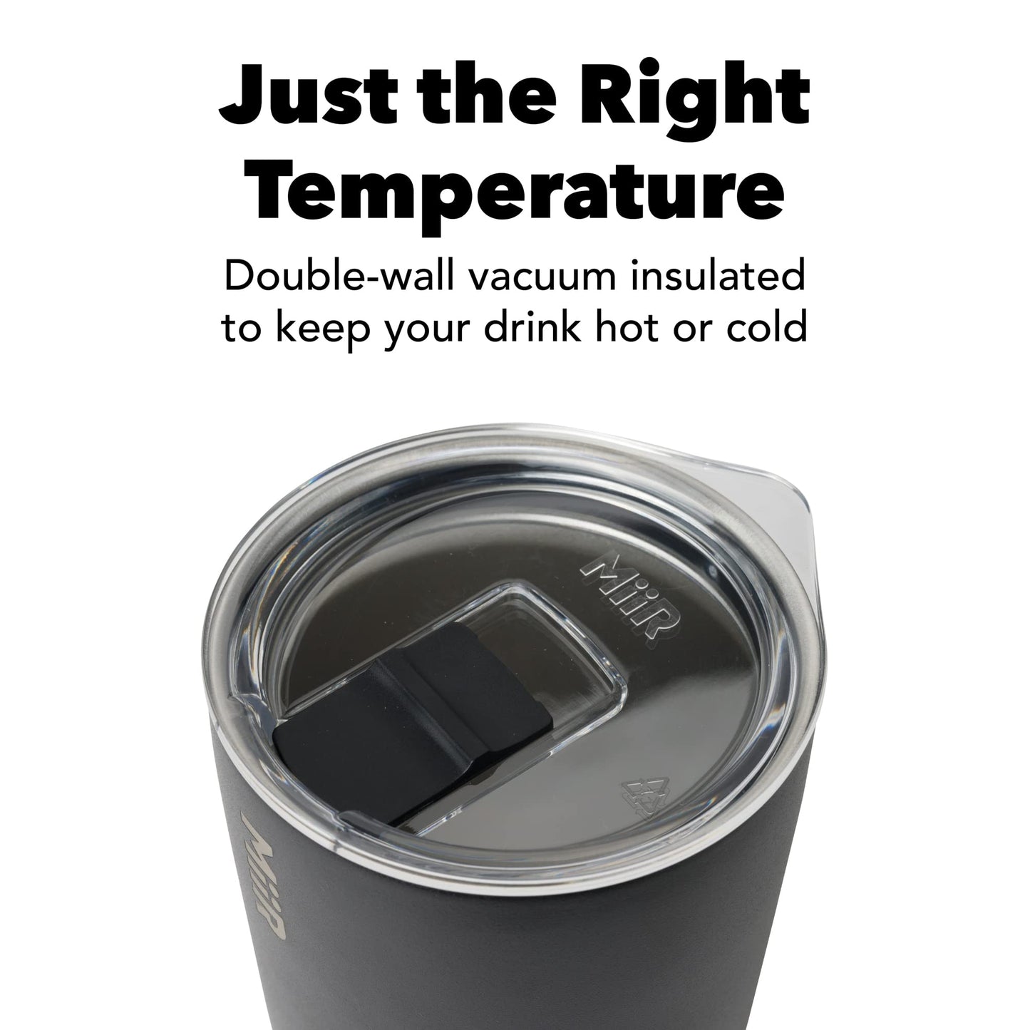 MiiR, Tumbler, Vacuum Insulated, Stainless Steel with Slide Lid, Cup Holder Compatible & BPA Free, Black, 12 Fluid Ounces