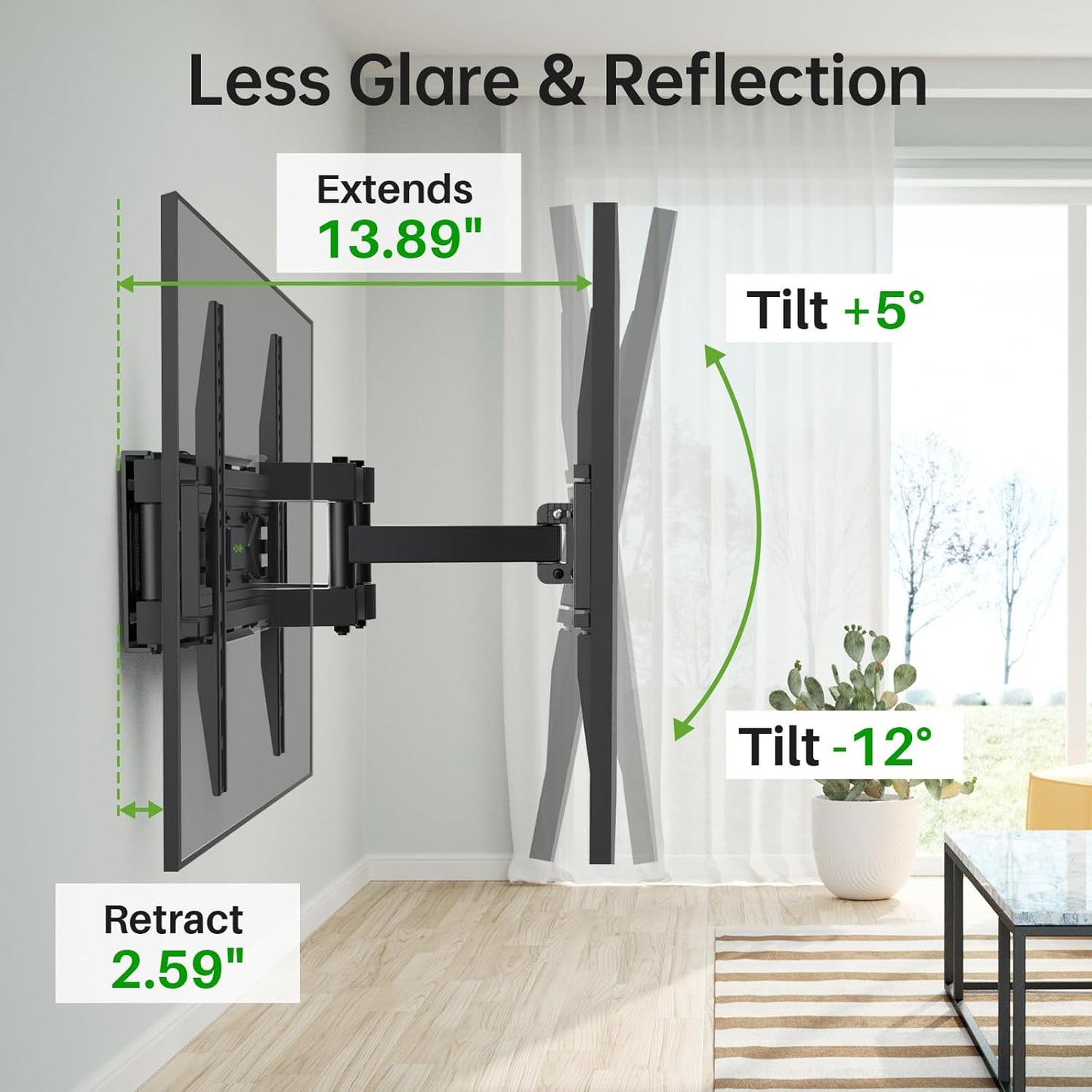 USX MOUNT Full Motion TV Wall Mount - Fits 32-70 Inch TVs Up to 99 lbs | Dual Articulating Arms, Swivel & Tilt