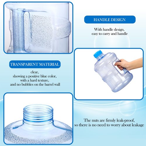 Bokon Empty 2 Pieces 1 Gallon water jugs Round Plastic Water Bottle with Handle Screw Cap Reusable Large Capacity Bottle for Camping Outdoor Travel Gym Use