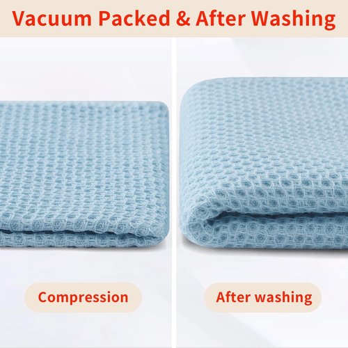 Homaxy 100% Cotton Waffle Weave Kitchen Dish Towels, Ultra Soft Absorbent Quick Drying Cleaning Towel, 13 x 28 Inches, 8-Pack, Sky Blue