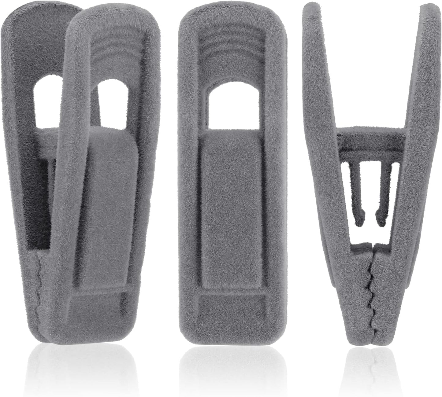 Tinfol Gray Velvet Hanger Clips - Non-Slip Flocked Clips for Pants & Skirts | 24 Pack, Strong & Durable