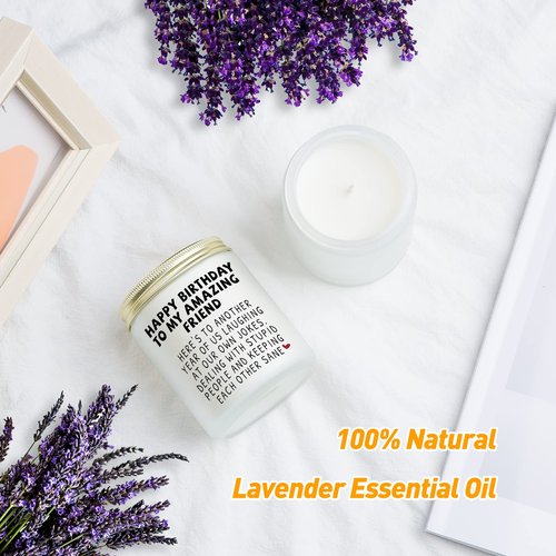 Jonico Happy Birthday Gifts for Women - Funny Best friend Friendship Birthday Gifts for Women Bestie BFF Coworker Classmate, Lavender Candle