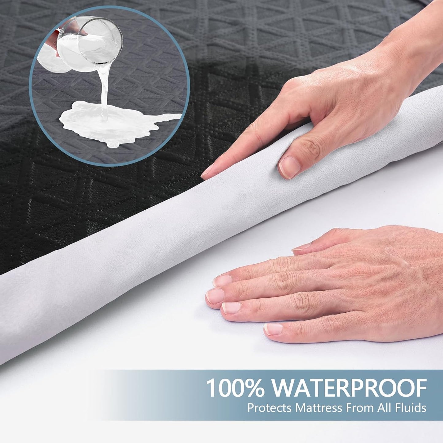 Skiennix Premium Waterproof Mattress Protector - Breathable Cooling Bed Cover, Twin Size, Gray
