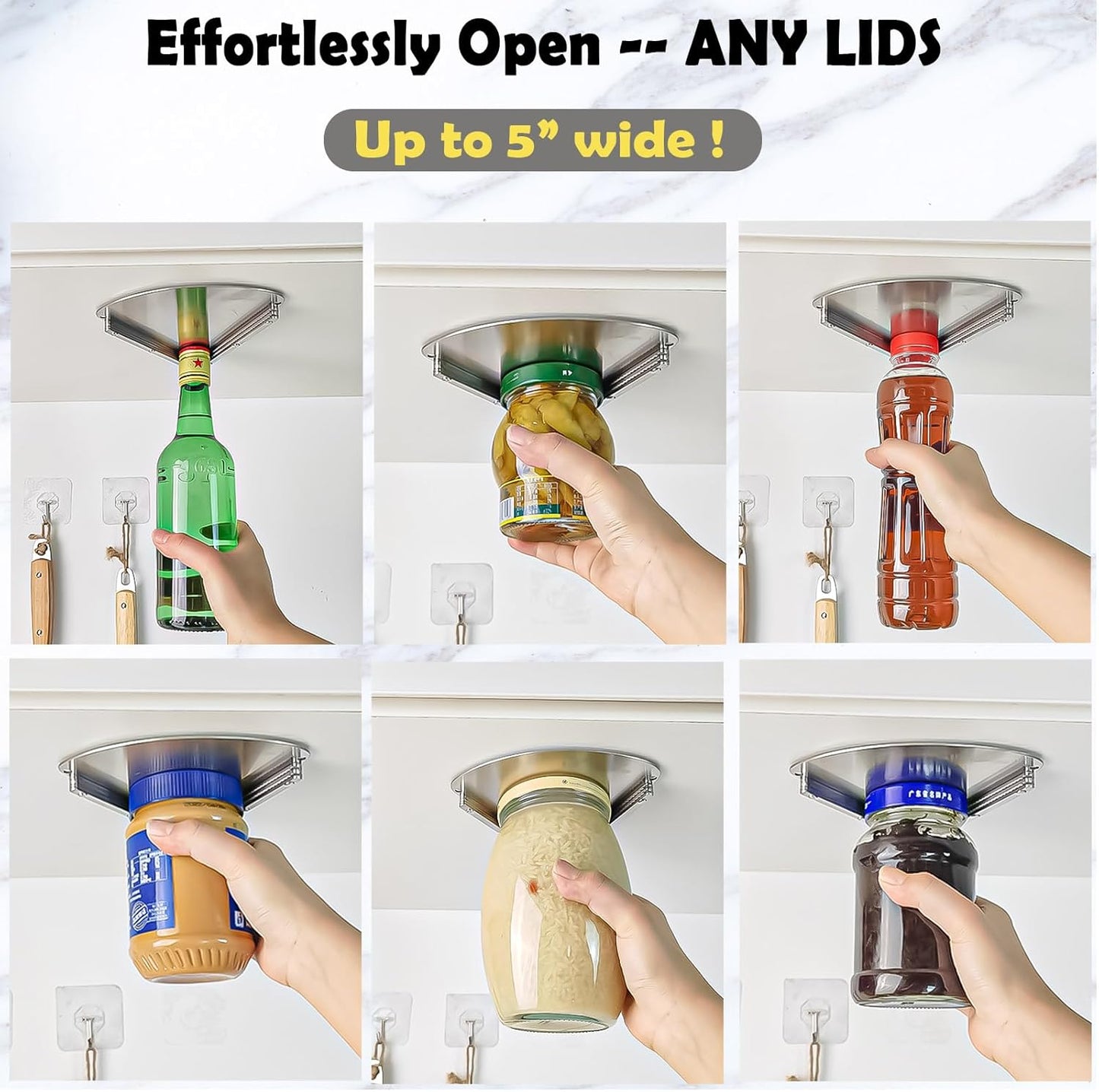 Skiennix Upgraded Stainless Steel Jar Opener - Perfect for Seniors & Weak Hands | One-Handed Design