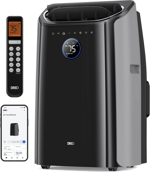 DREO 12,000 BTU Portable Air Conditioner - Quiet 46dB Cooling with Smart Features & 24h Timer | AC515S