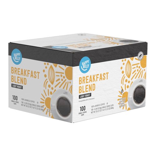 Happy Belly Light Roast Coffee Pods - Breakfast Blend for Keurig 2.0 | 100 Count