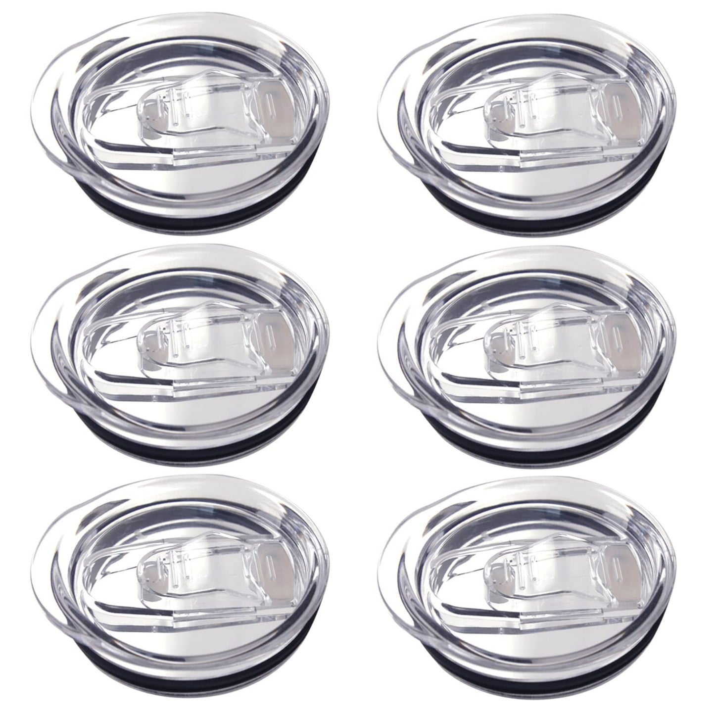 6 Pack 20 oz Skinny Tumbler Replacement Lids Plastic Splash Covers tops for 20 oz coffee cup lids Clear Cup Covers for 2.64 Inch Mouth Tumbler Cooler