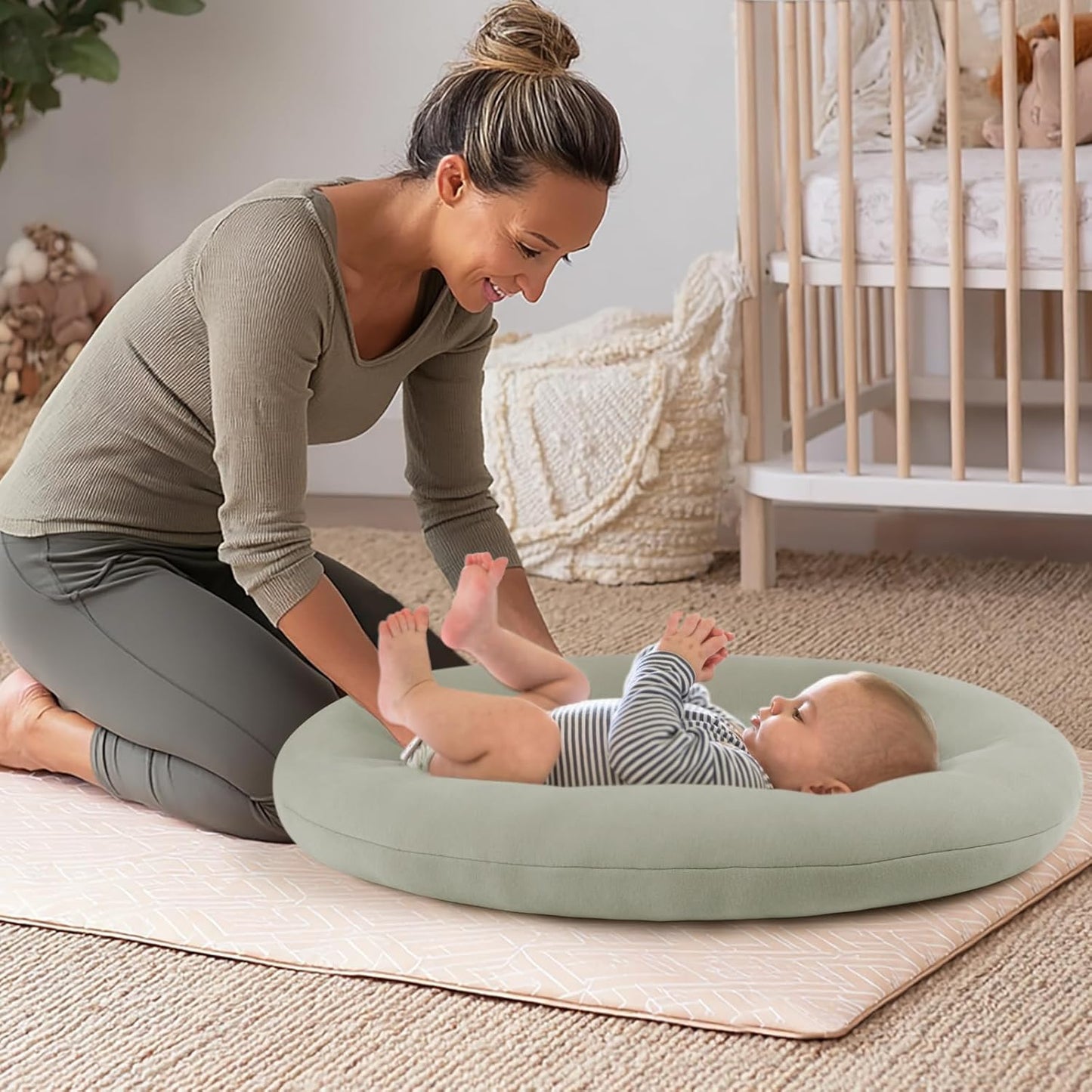 Skiennix Baby Lounger - Portable & Lightweight Pillow for Tummy Time & Diaper Changes | Skin-Friendly for 0-12 Months