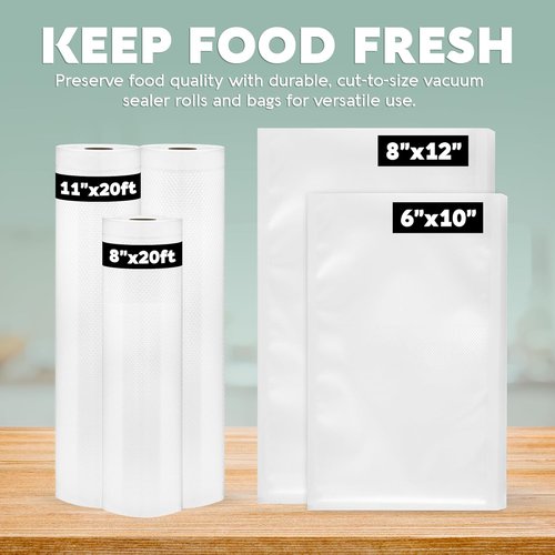Avid Armor Vacuum Sealer Bags & Rolls - Heavy Duty, BPA-Free Food Storage Solutions | 20 Pint, 30 Quart, 2 Rolls (11"x20ft), 1 Roll (8"x20ft)