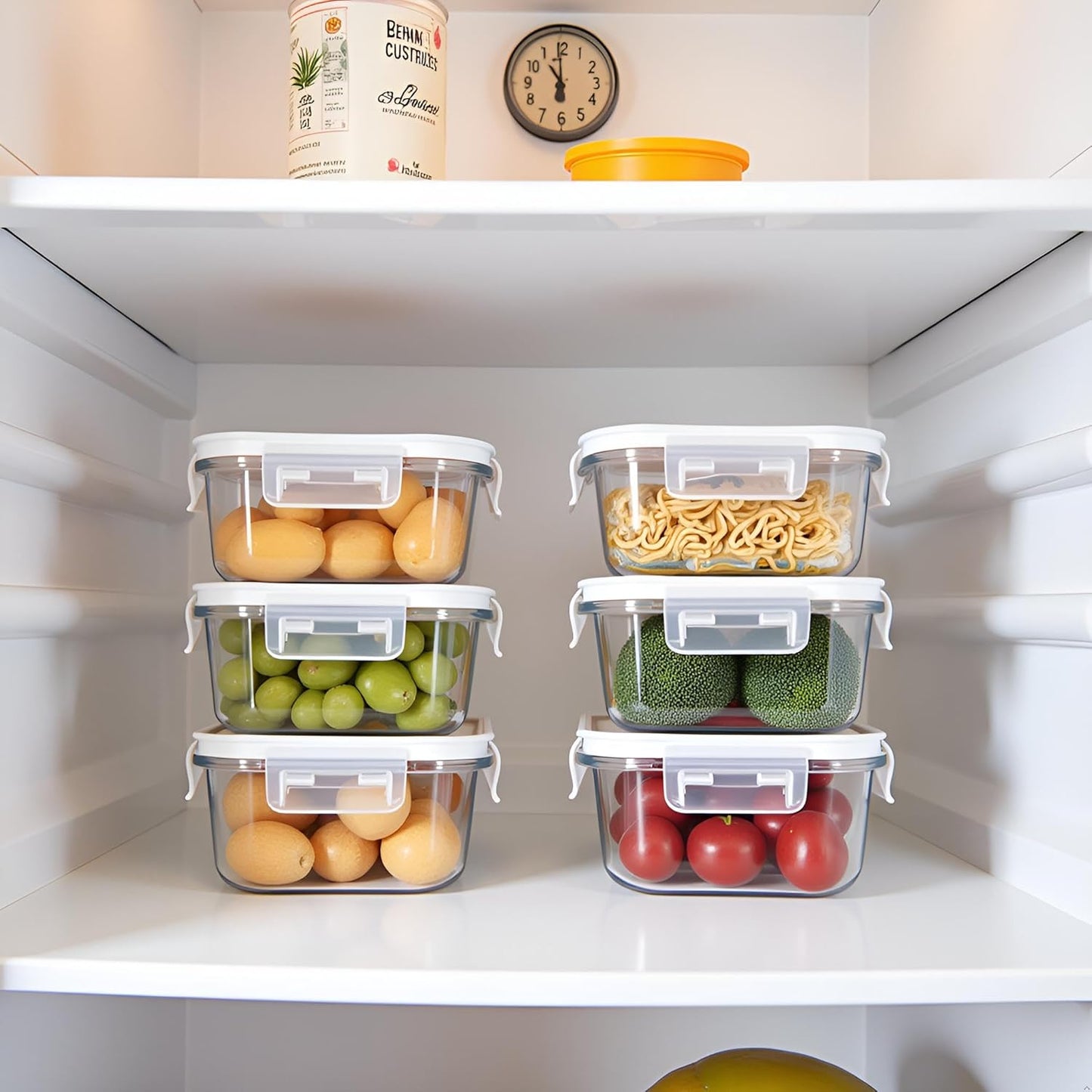 Skiennix 2-Cup Square Glass Food Storage Containers - Airtight, Leak-Proof, BPA-Free | Small 16oz Meal Prep Bowls
