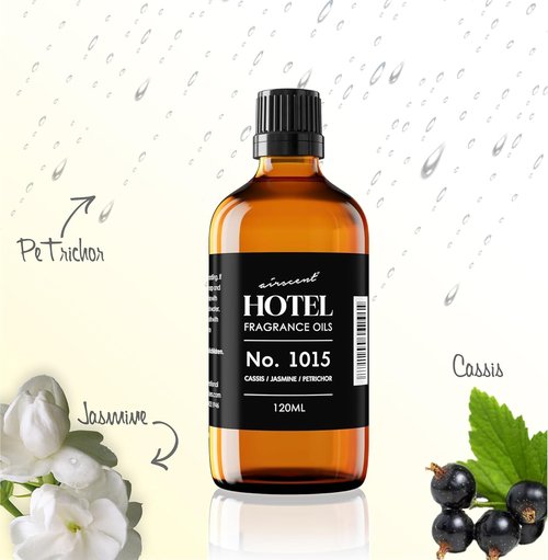 AirScent Hotel Diffuser Oil No. 1015 - Premium Cassis Jasmine Petrichor Fragrance - 30 mL Glass Dropper Bottle
