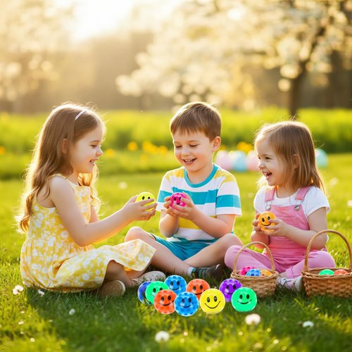 24 Pcs Easter Eggs with Colorful Stress Balls Squishy Balls Fidget Toys Squeeze Balls Bulk for Easter Basket Stuffers Party Favors Easter Egg Fillers
