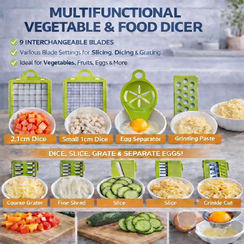 Skiennix 16-in-1 Vegetable Chopper - Versatile Mandoline Slicer with Container for Easy Food Prep