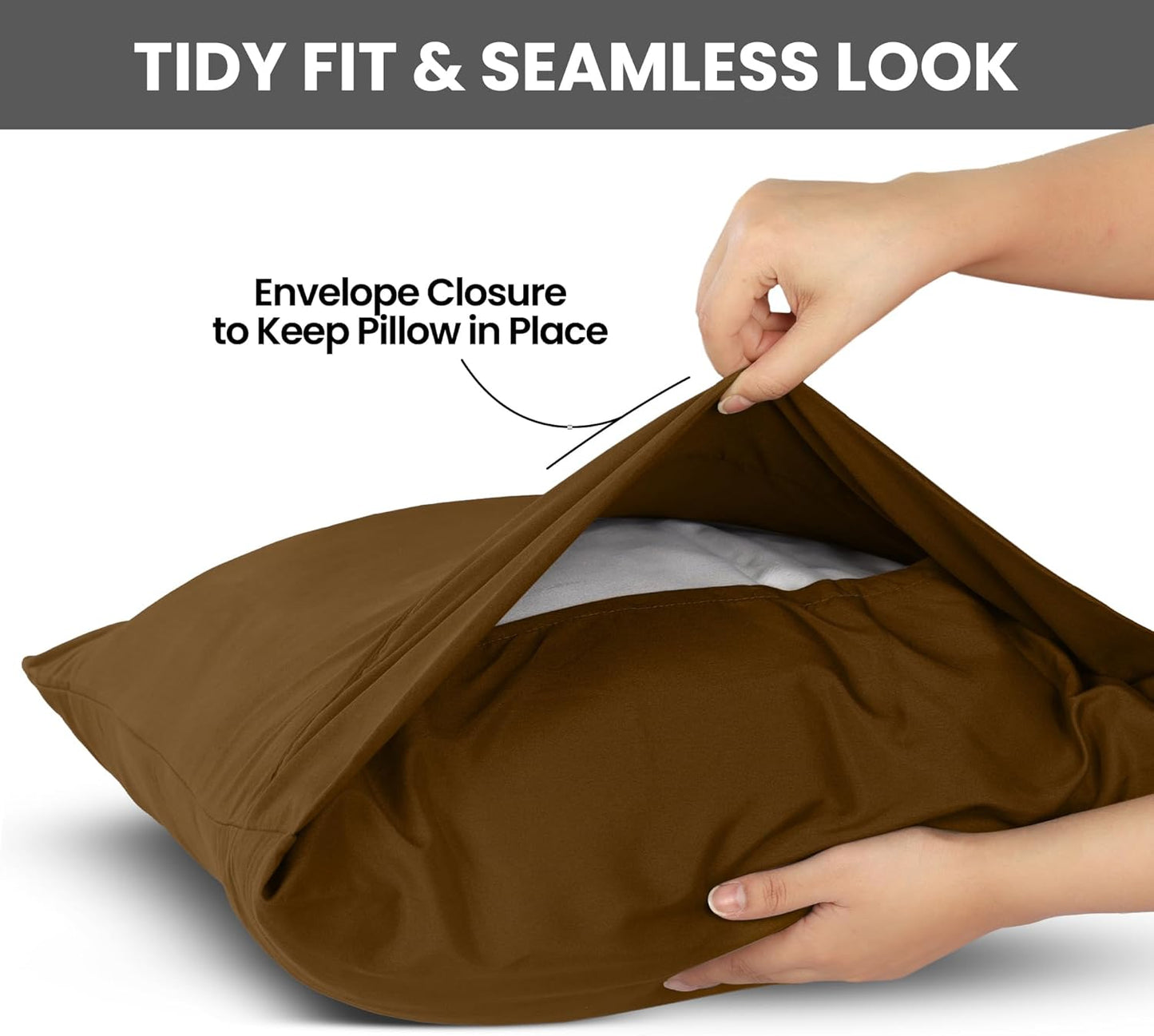 Utopia Bedding Standard Pillow Cases - Soft Brushed Microfiber - 2 Pack, 20 X 26 Inches | Mocha Color