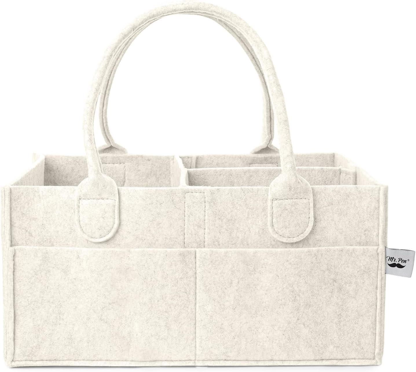 Mr. Pen Baby Diaper Caddy Organizer - Medium Beige Nursery Storage Bin & Car Organizer for Wipes