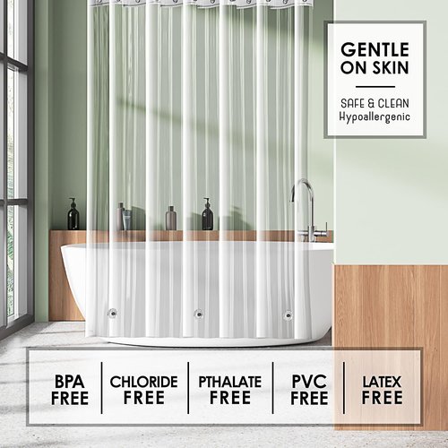 Clara Clark Shower Curtain Liner - Waterproof PEVA, Lightweight, 72x72 with 3 Magnets