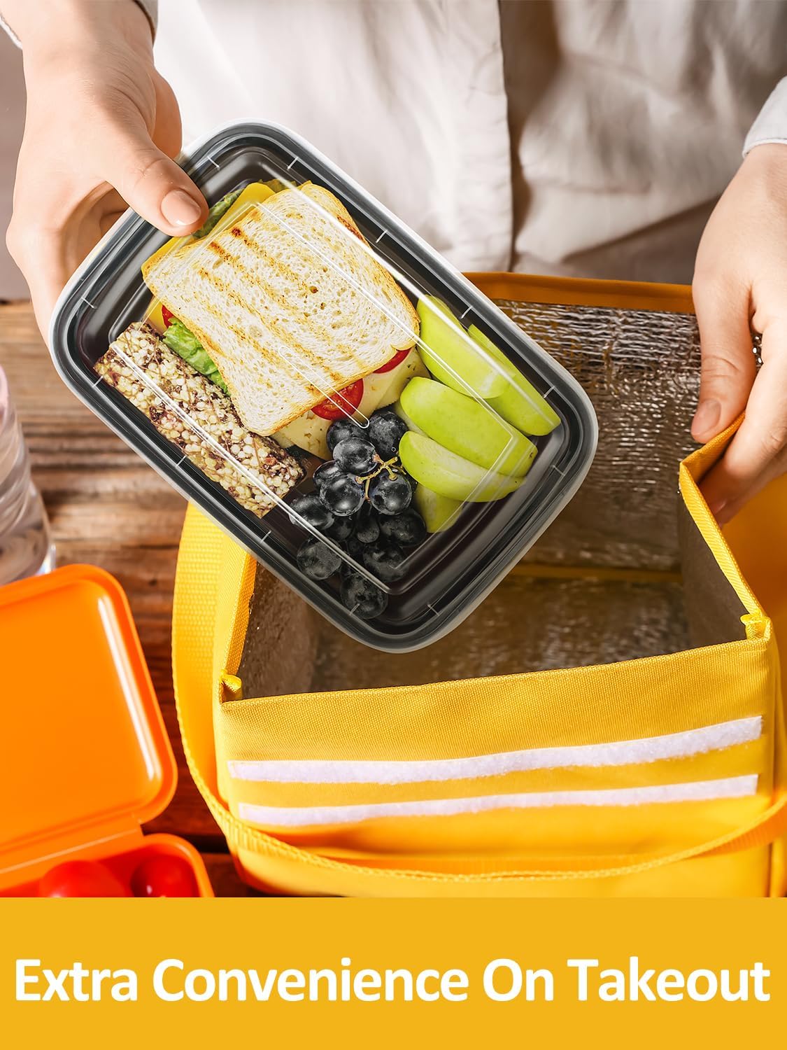 NEEBAKE 32oz Meal Prep Containers - 60 Sets of 2-Compartment Plastic Food Storage with Lids