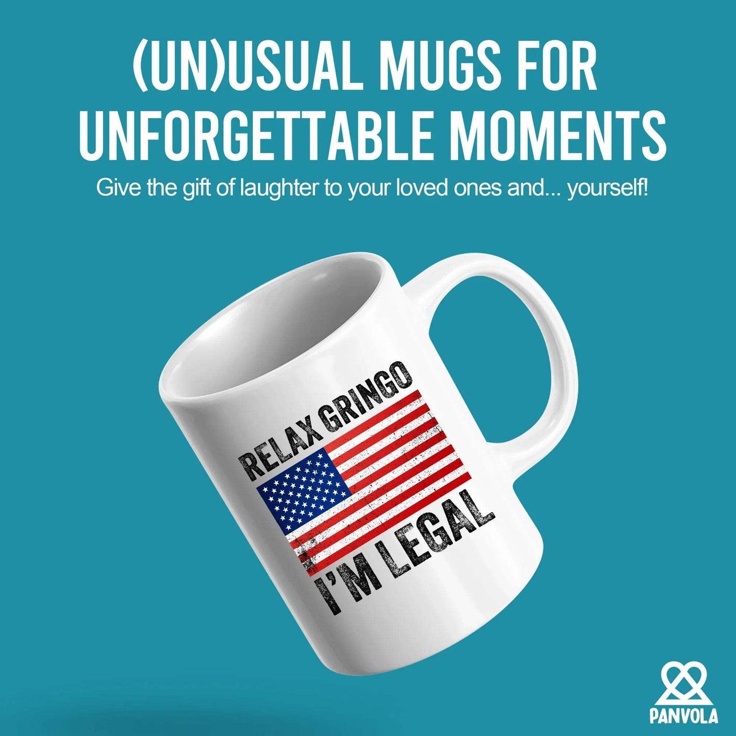 Panvola Relax Gringo I'm Legal I'm A New American Citizen Citizenship Gifts For Family Friends Immigration New Citizen Gift Celebration US Flag Ceramic Mug (White, 11 oz)