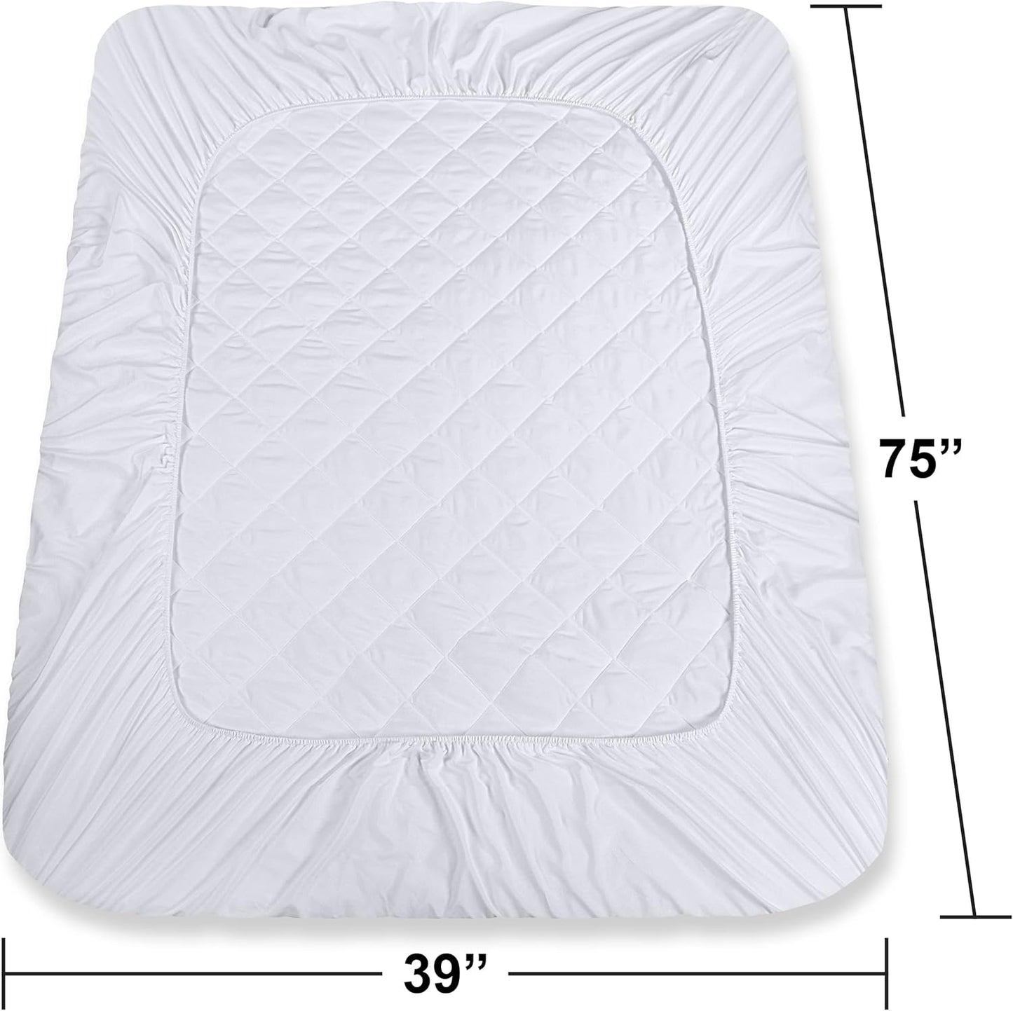 Utopia Bedding Quilted Mattress Pad - Twin Size Deep Pocket Protector | Machine Washable White