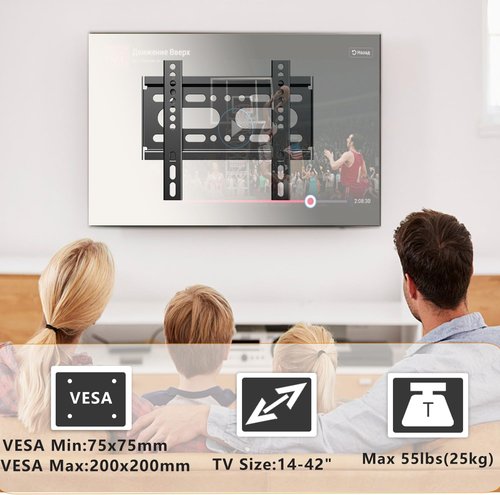 Fixed TV Wall Mount - Skiennix 14-42" Flat Screen Bracket | Easy Install, VESA 200x200mm, 55lbs Max Load