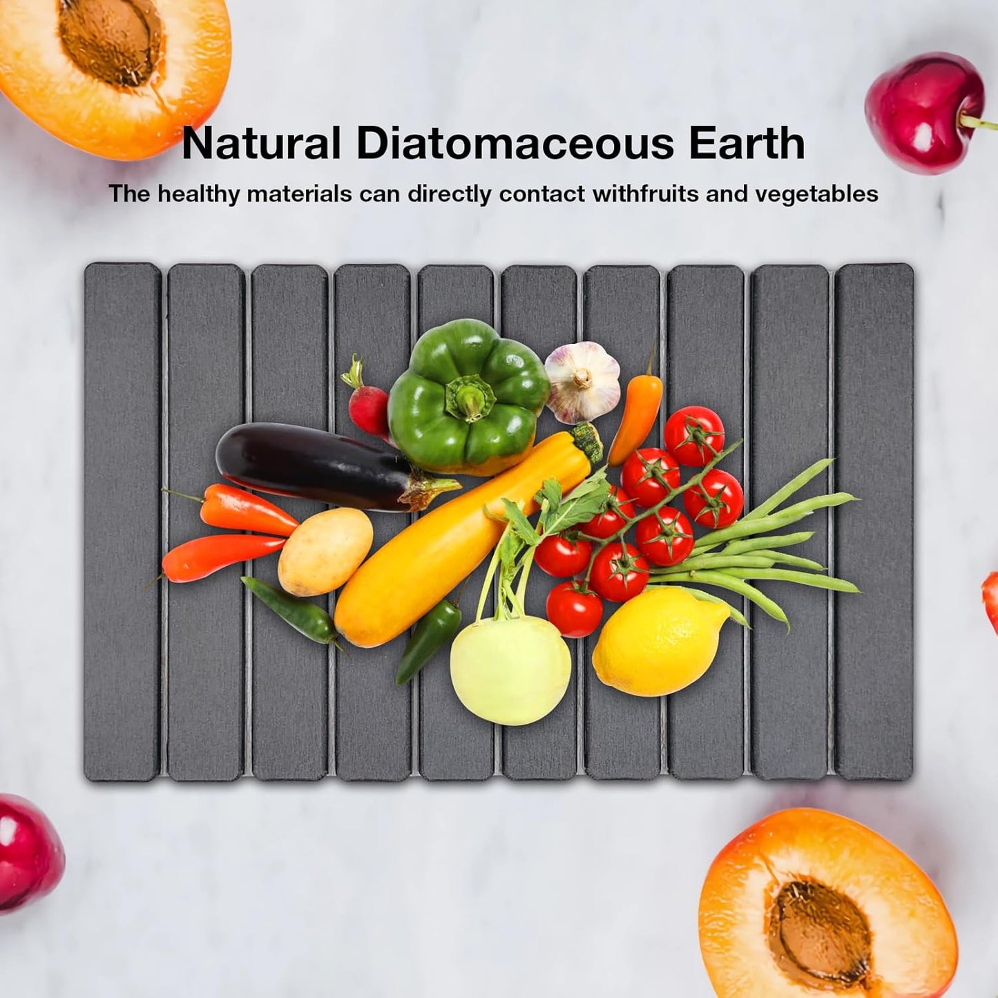 Large Diatomite Kitchen Counter Drying Mat - Quick-Drying & Space-Saving 24”x16” Aesthetic Stone Mat for Dishes