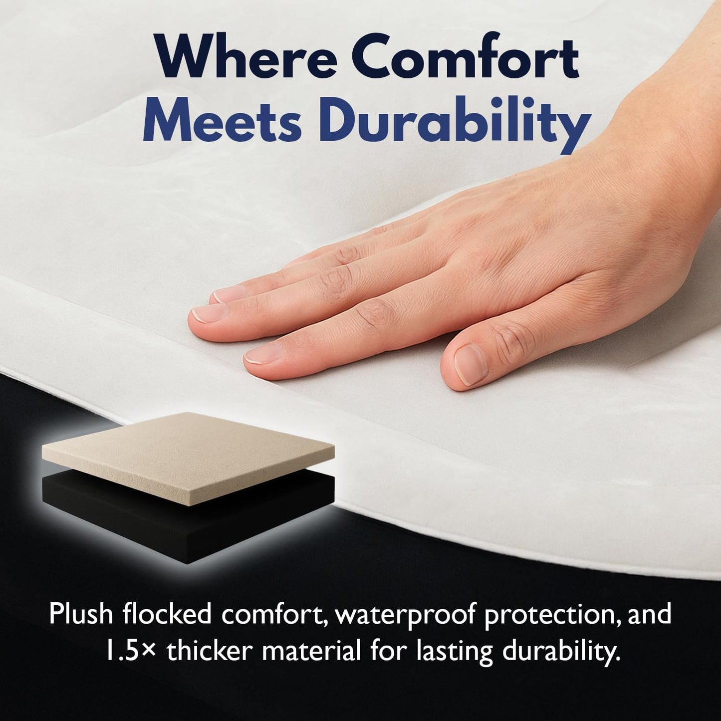 King Koil Queen Air Mattress - Luxury Pillow Top Design with Built-in Pump | Waterproof & Adjustable 20" Double Airbed