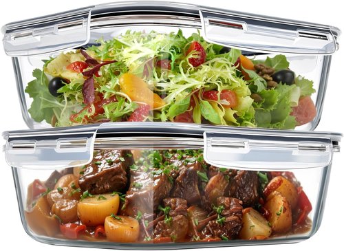 Freshmage Large Glass Storage Containers - 76.4oz with Air Vent Lids | 9.5 Cup, BPA-Free, Oven & Dishwasher Safe