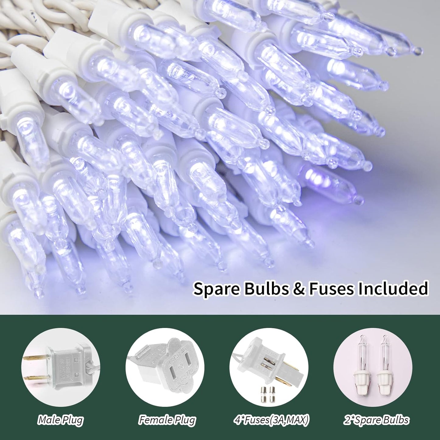 LAMPHOME Mini LED String Lights - 21.6FT White Christmas Lights for Indoor/Outdoor Decor