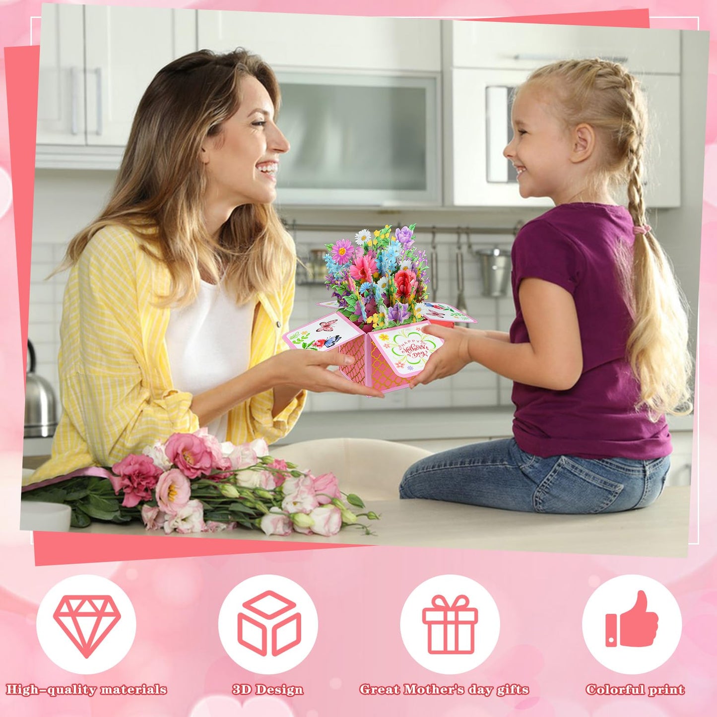 WhatSign Birthday Pop Up Cards - 3D Pop-Up Cards with Envelope Birthday Gifts for Women Mom Daughter Grandma Sister Friends
