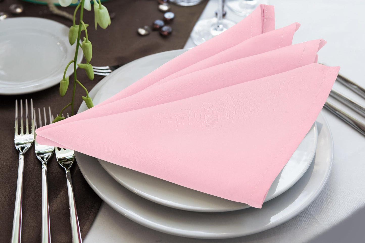 Utopia Home [288 Pack, Pink] Cloth Napkins 17x17 Inches, 100% Polyester Hemmed Edges, Washable and Reusable Ideal for Parties, Weddings and Dinners