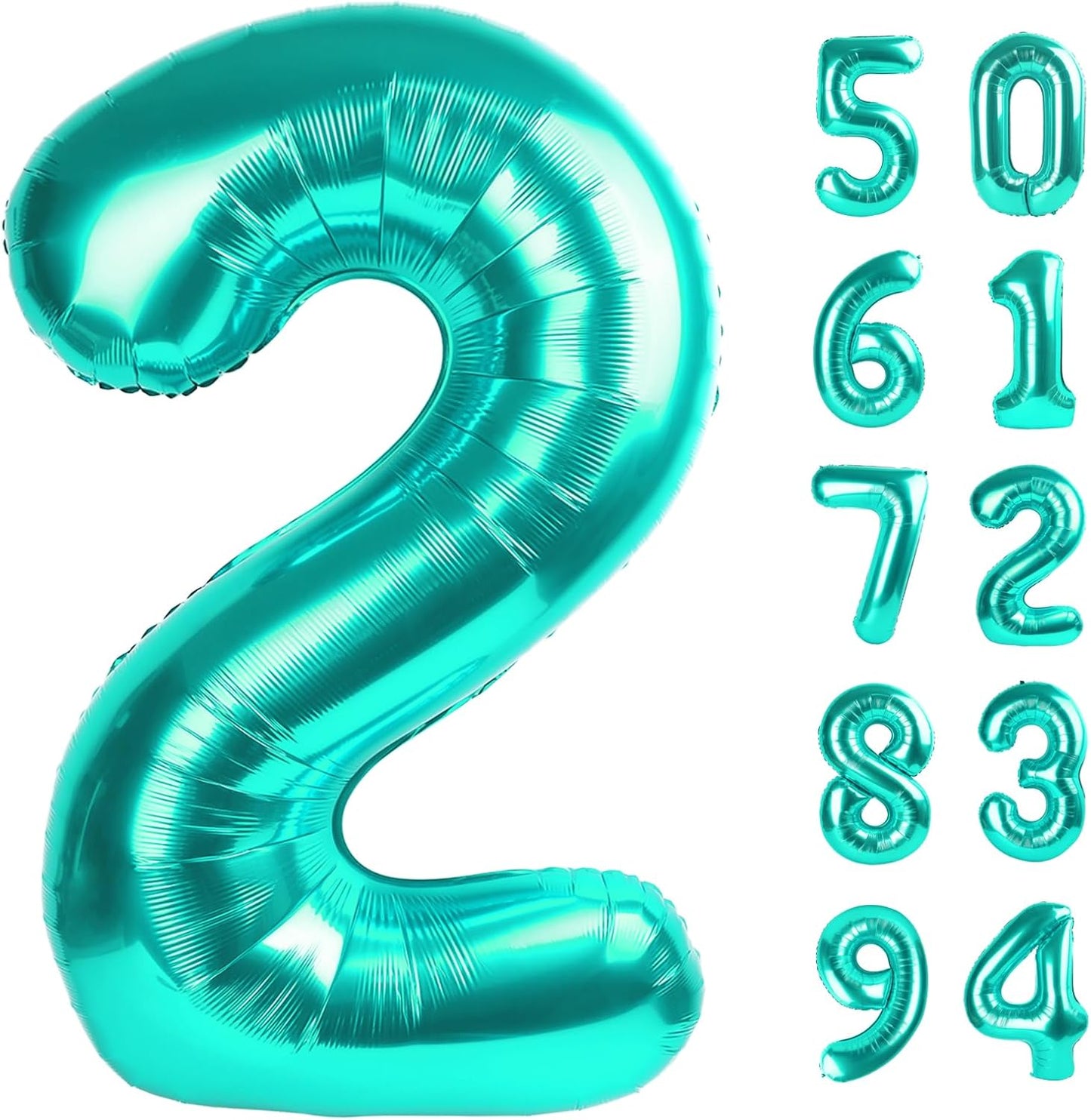 Number 2 Balloon by [Brand Name] - 40 Inch Teal Blue Birthday Decoration for Second Birthday Party