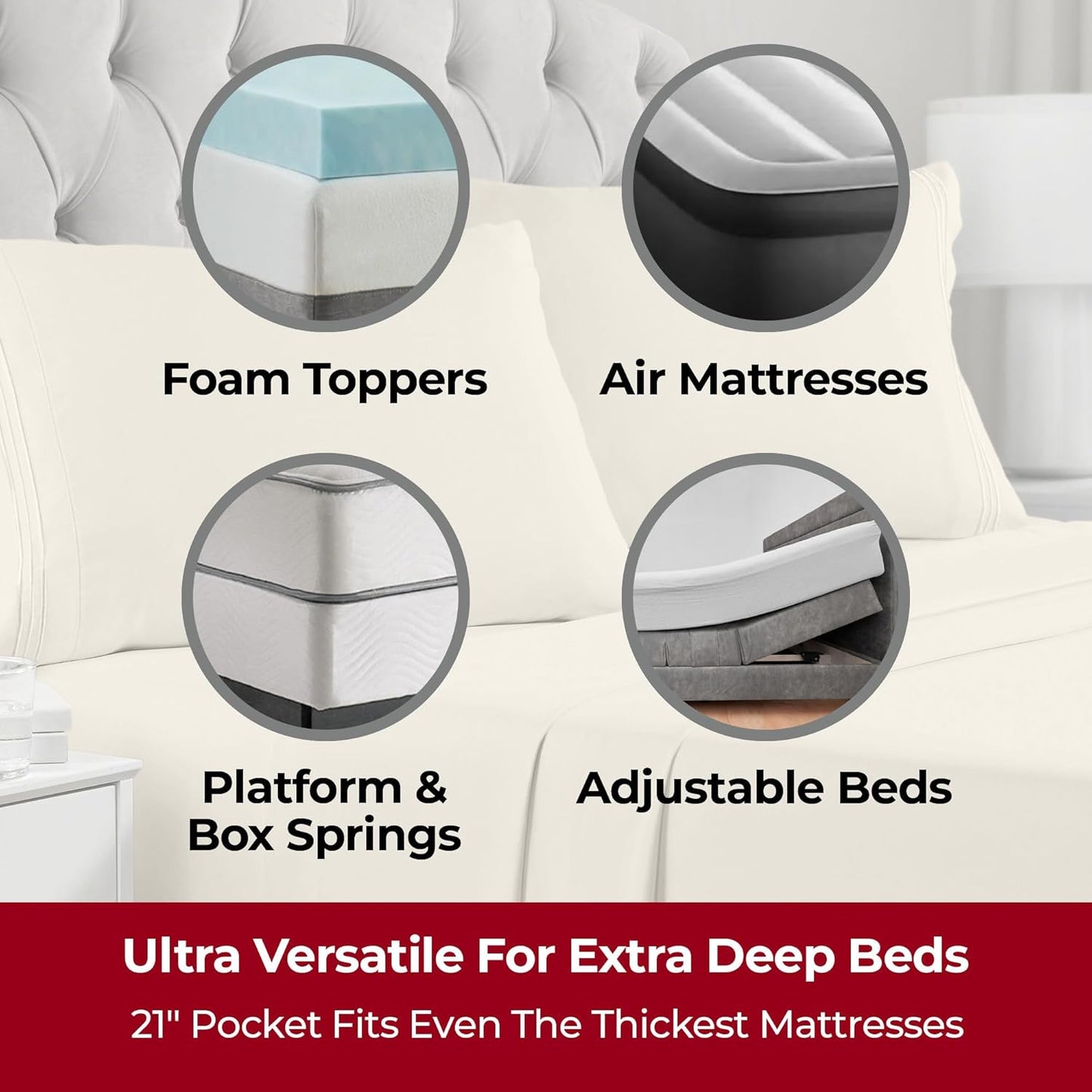 Mellanni Extra Deep Full Sheets - Hotel Luxury Bedding Set | Ultra Soft, Cooling & Stain Resistant (Golden Ivory)
