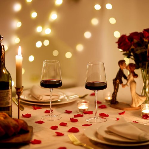 Imourari Crystal Wine Glasses Set of 4-13.5oz Clear Lead-Free Hand Blown Long Stem Square Red Wine Glasses with Gift Box for Christmas Wedding Birthday Party