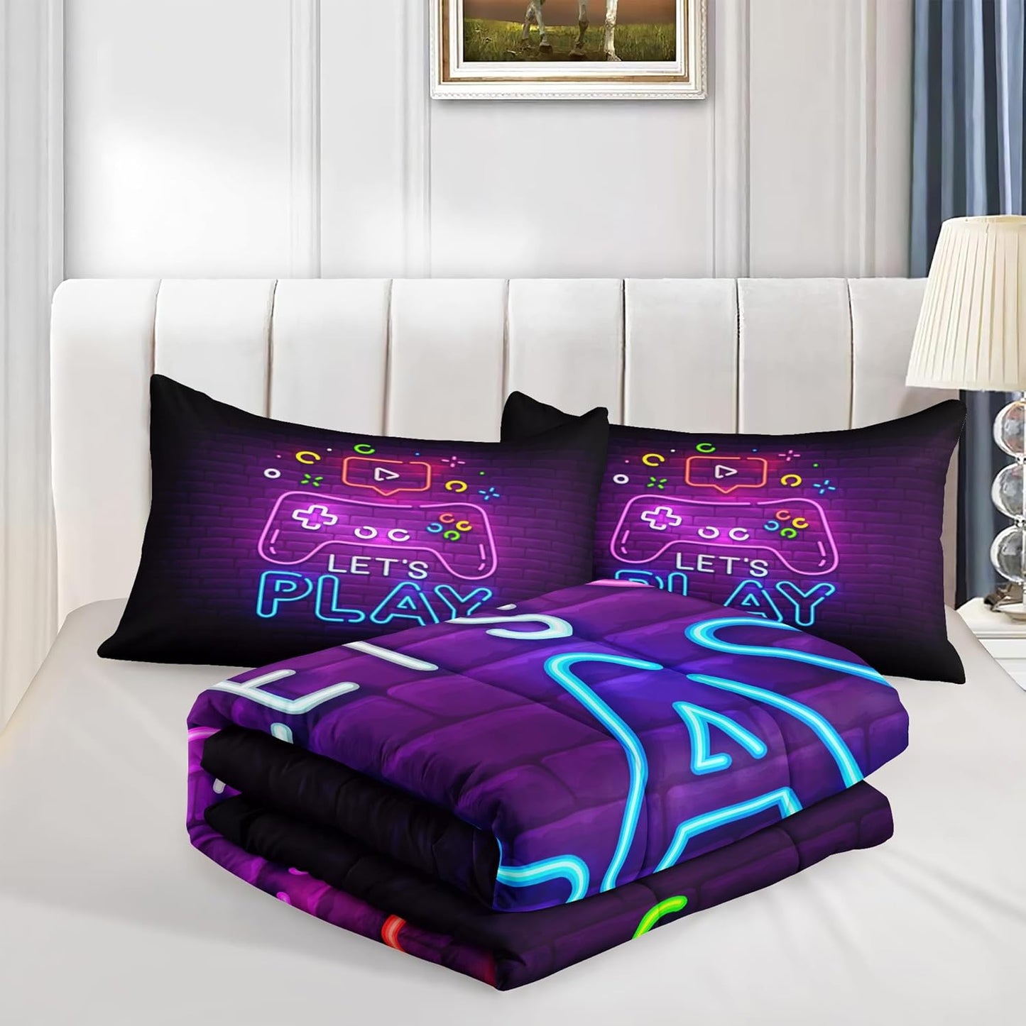 Football Comforter Sets,6 PCS Football Bedding Set,Kids Comforter Sets for Boys,Twin Black and Gold Bed Sets for Boys,Bed in A Bag with Sheets