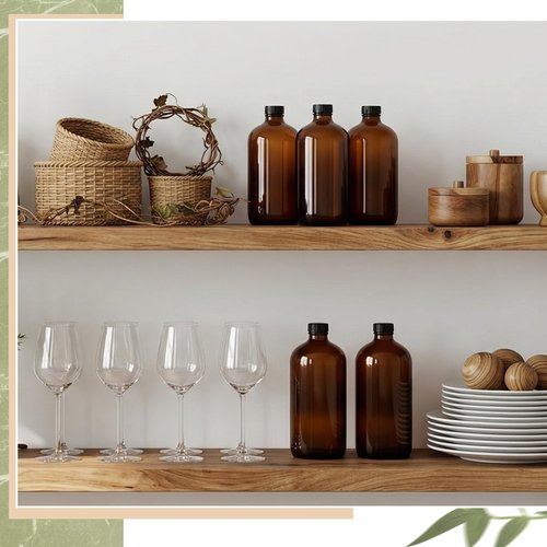 Cinnvoice 6 Pcs 32 oz Amber Boston Glass Bottles Brown Glass Bottles with Airtight Lids Quart Sized Beer Growler Dark Juice Jars for Kombucha Brewing Essential Oils Vanilla Extract Lab Holiday Gift