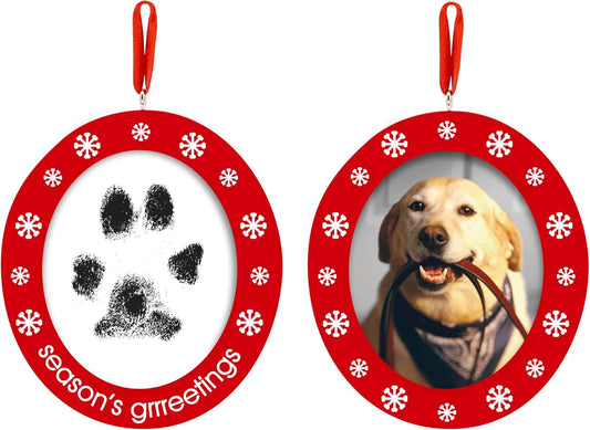 Double-Sided Christmas Pawprint Ornament for Dogs & Cats - DIY Keepsake with Clean-Touch Ink Pad