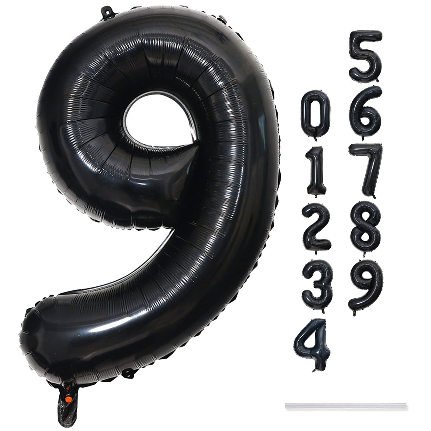 40'' Black Number 9 Balloons, Giant Self Inflating Foil Number Balloons Set 0-9, Large Digital 9 Helium Balloon for Girls Boys 9th Halloween Birthday Party Decorations Anniversary Photo Shoot Supplies