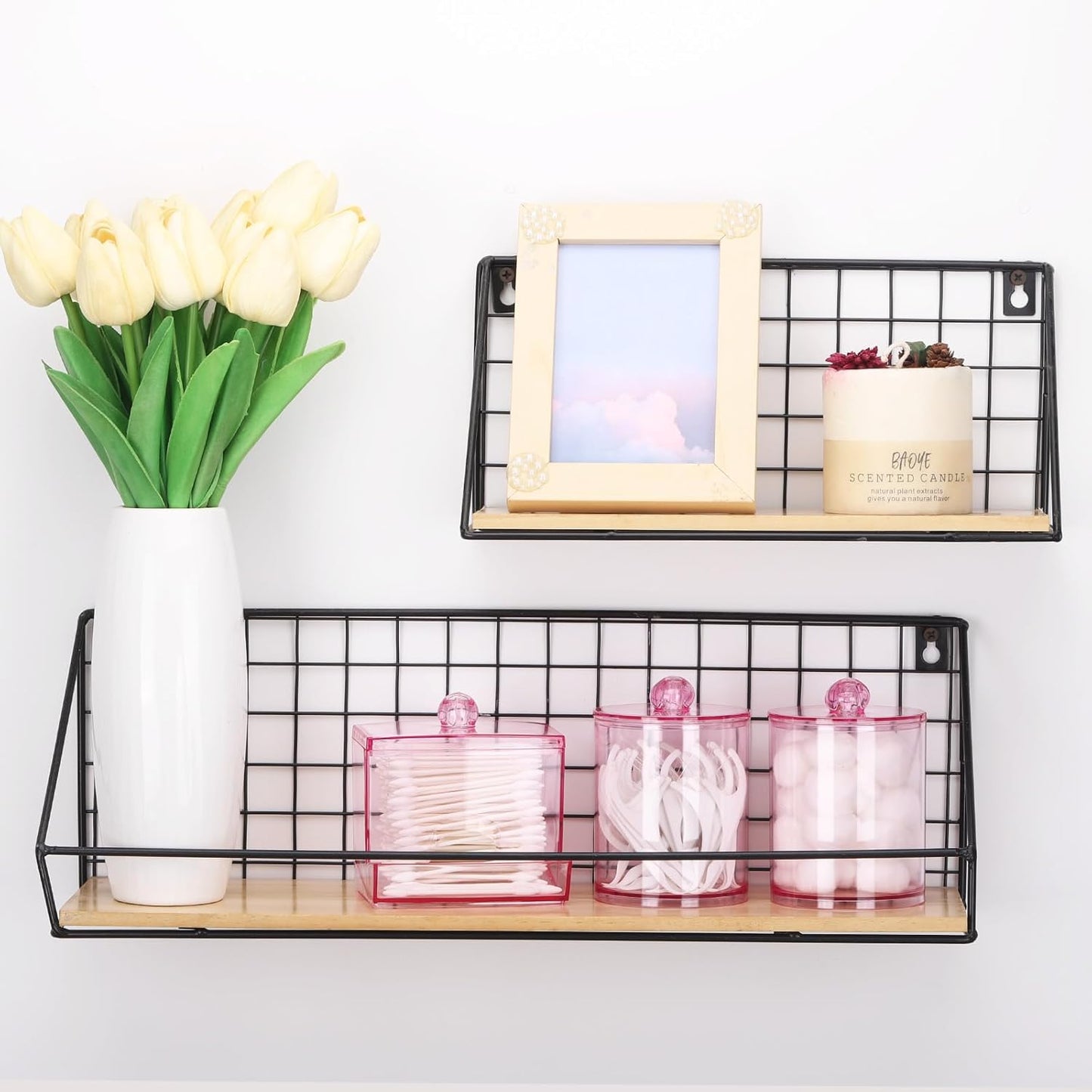 Tbestmax Cotton Swab Dispenser - Stylish Pink Apothecary Jar Organizer for Bathroom | 10 oz Capacity