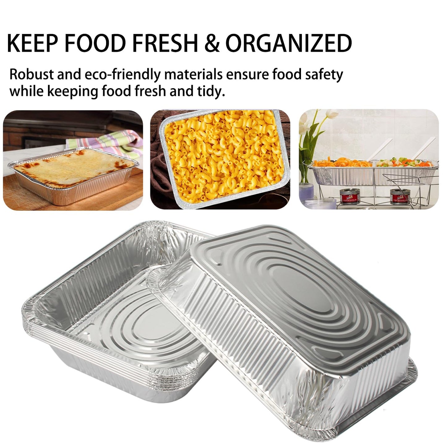 Thickened 9"x13"Aluminum Foil Pans (10 Pack) - Disposable Steam Table Pans for Baking, Cooking, Roasting Food Prep - Deep 2.5" Full Size Hotel Pan, Freezer Oven Safe, Durable to-Go Containers