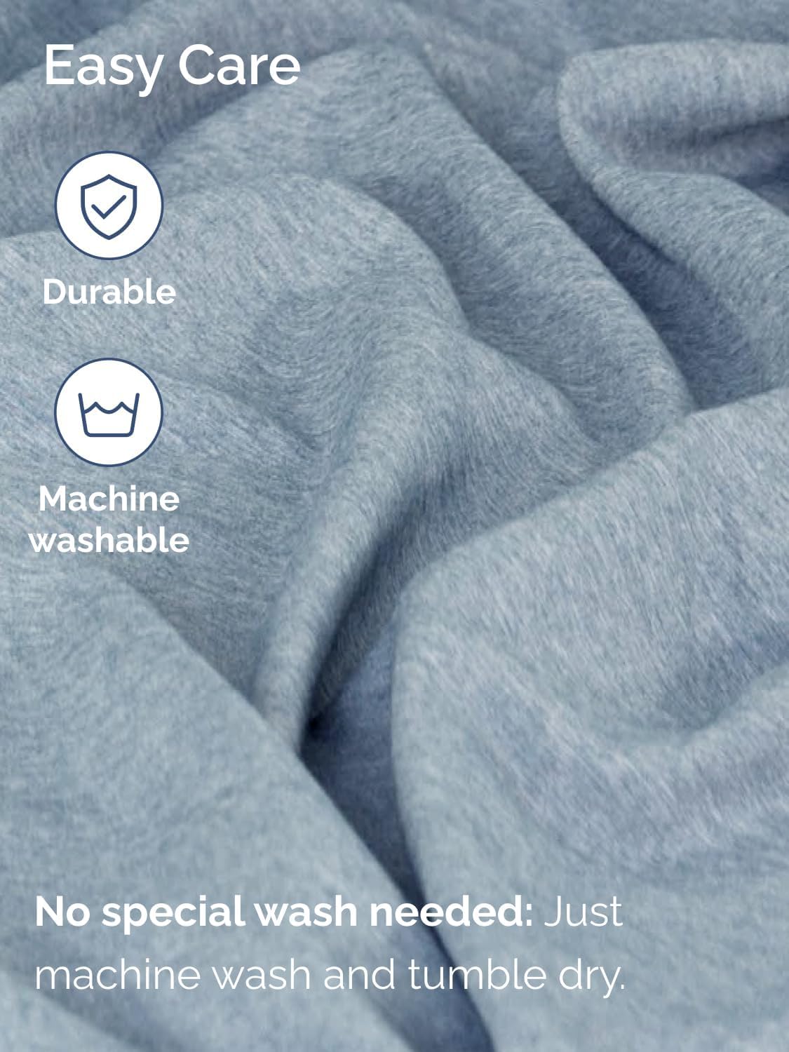 Skiennix Extra Deep Full Sheet Set - 6-Piece Breathable Cooling Bedding - Soft, Wrinkle-Free Heathered Blue