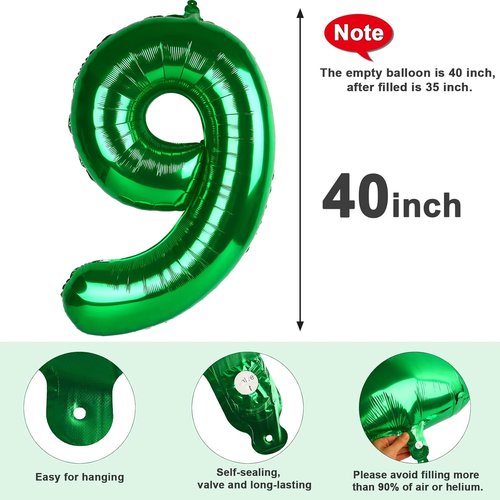 Dark Green Number 9 Balloon by [Brand Name] - 40 Inch Party Decoration for Birthdays, Weddings & Graduations