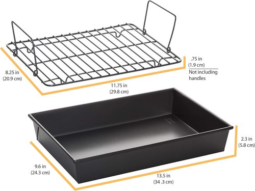 Chicago Metallic Non-Stick Roast Pan - 13-Inch by 9-Inch with Durable Non-Stick Rack