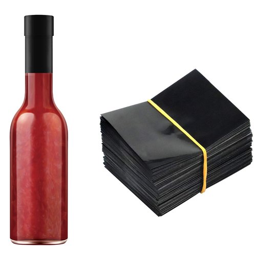 Black Shrink Bands,50x60mm 200 Pieces Black Shrink Wrap for Hot Sauce Bottles and Other Liquid Bottles Fits 3/4" to 1" Diameter