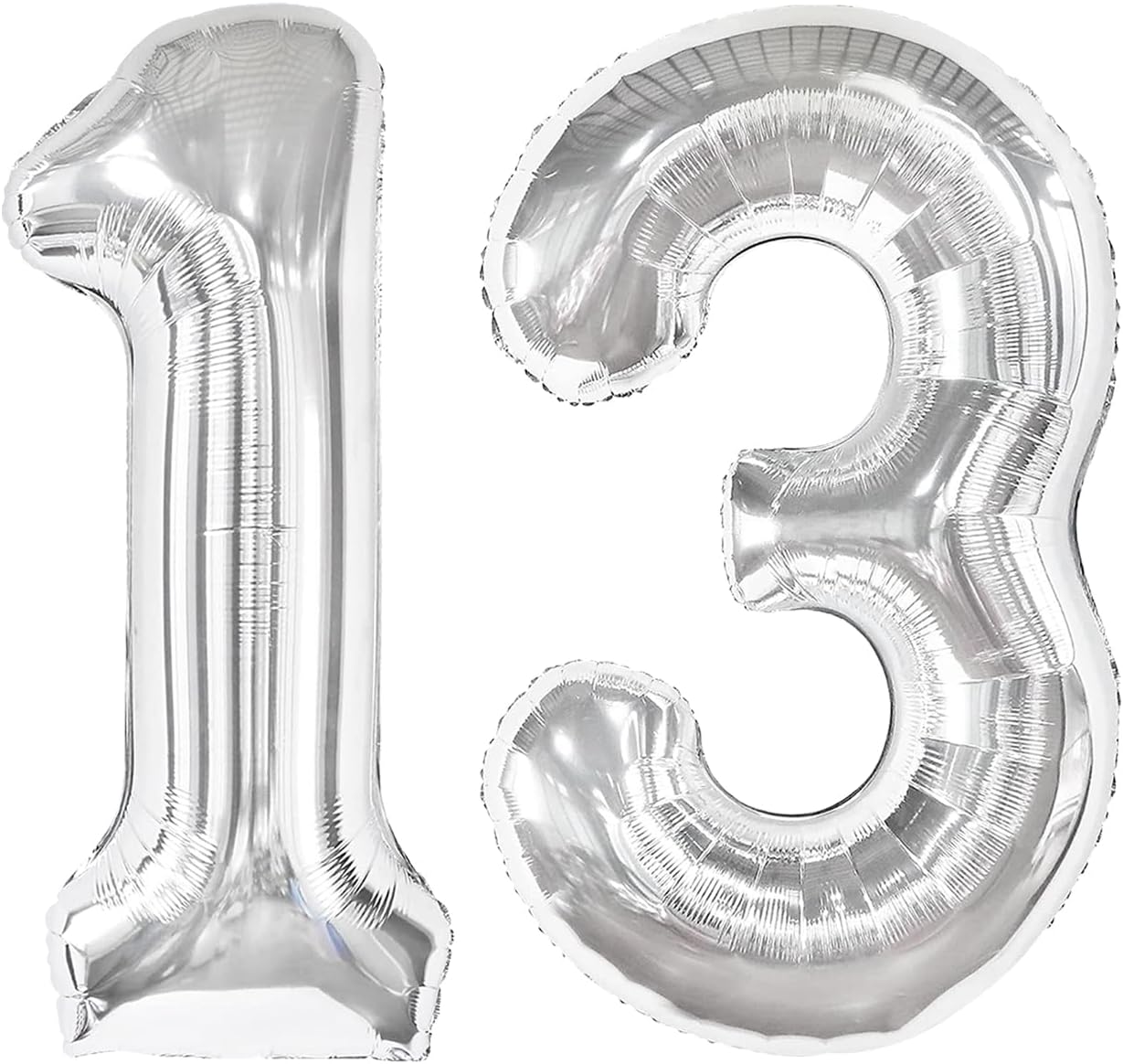 Number 13 Balloon by Silver | 40-Inch Metallic 13th Birthday Decoration for Kids