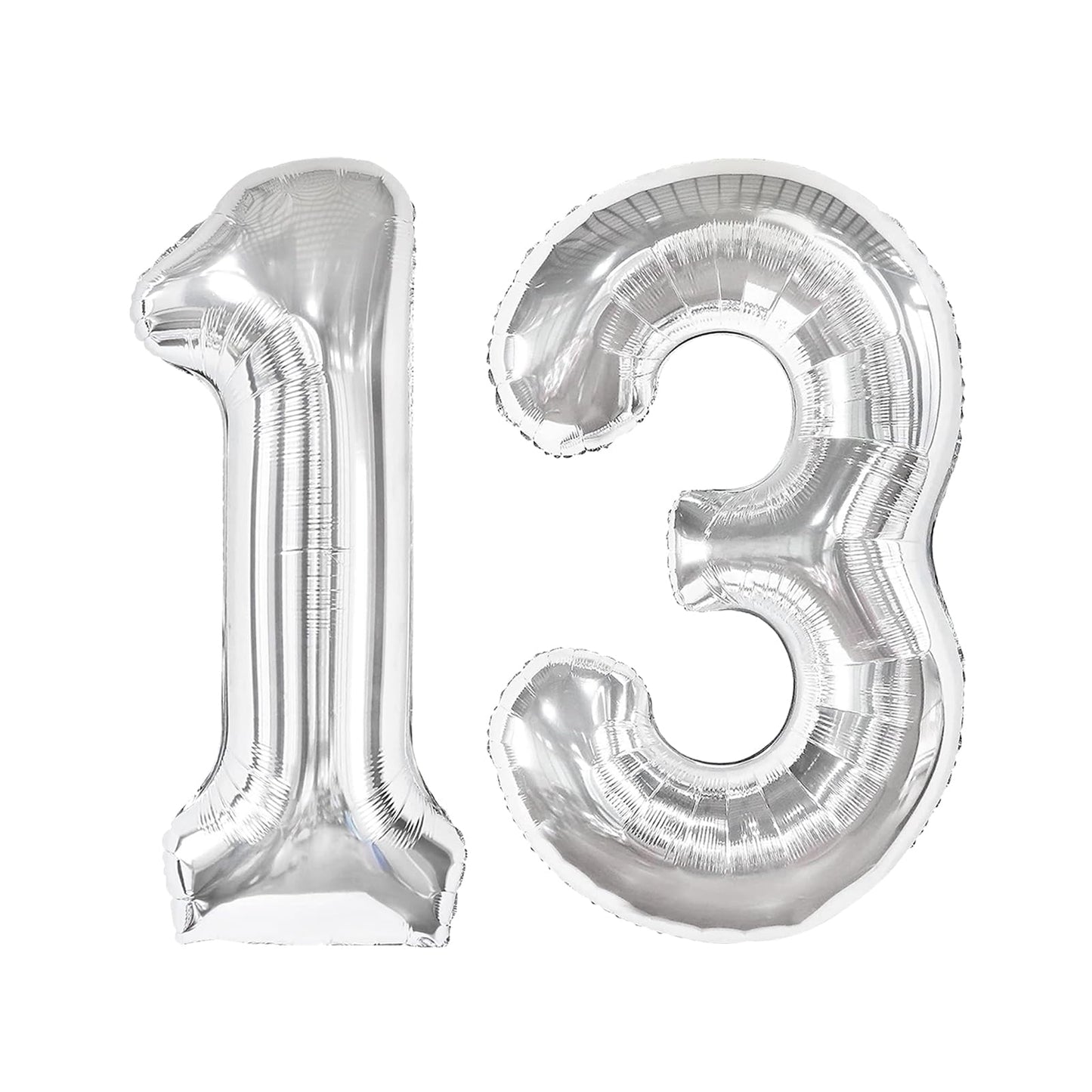 Silver Number 13 Balloon 40 inch, 13 Number Balloons, 13th Silver Birthday Decorations for Girls Boys Kids, 13 Year Old Silver Party Supplies