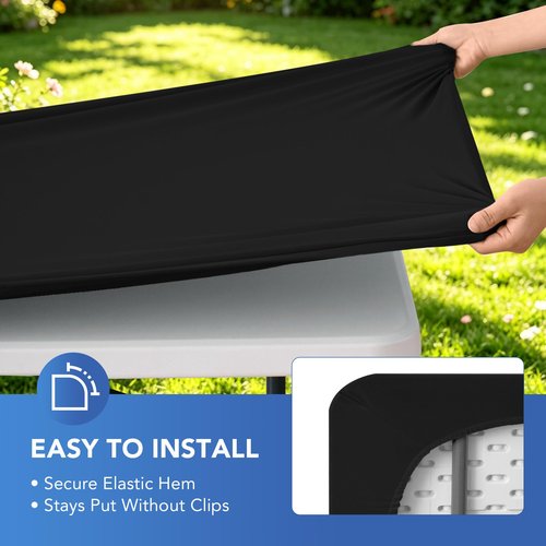 Enjoyidea Fitted Square Tablecloth 36x36 Inch-2 Pack Black Card Elastic Spandex Table Clothes-Small Stretch Folding Table Cover Topper Cap for Kitchen Dining Picnic Patio Outdoor Party Tables