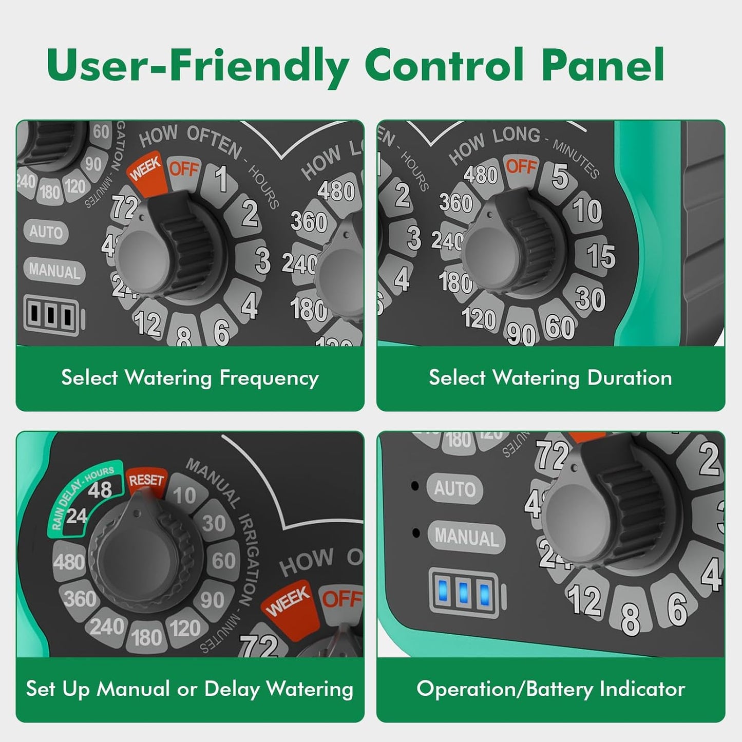 RESTMO 3-Dial Analog Sprinkler Timer - Brass Inlet & Outlet | Easy Setup for Automatic Drip Irrigation