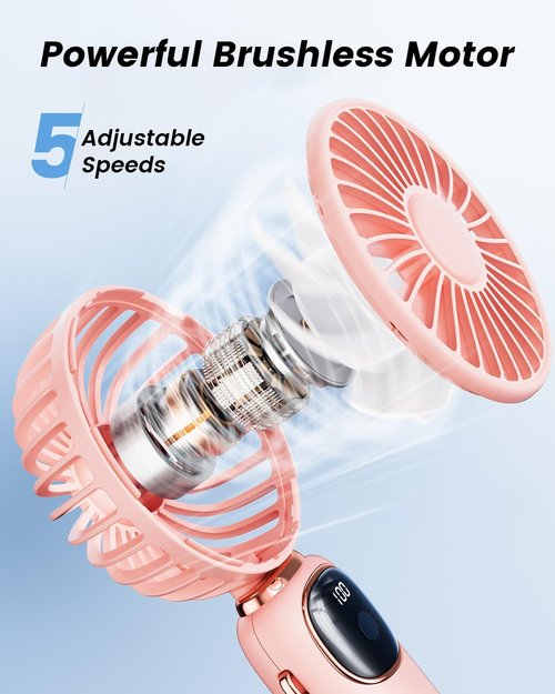 coldSky Portable Handheld Fan - 4000mAh Battery Operated | 3-in-1 Personal Fan with LED Display & 5 Speeds