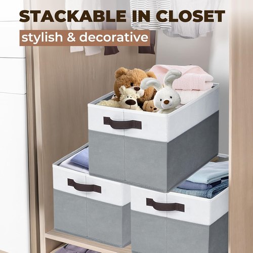 Criusia Extra Large Storage Bins - 4 Pack 16x12in Fabric Organizers for Clothes, Toys & Blankets
